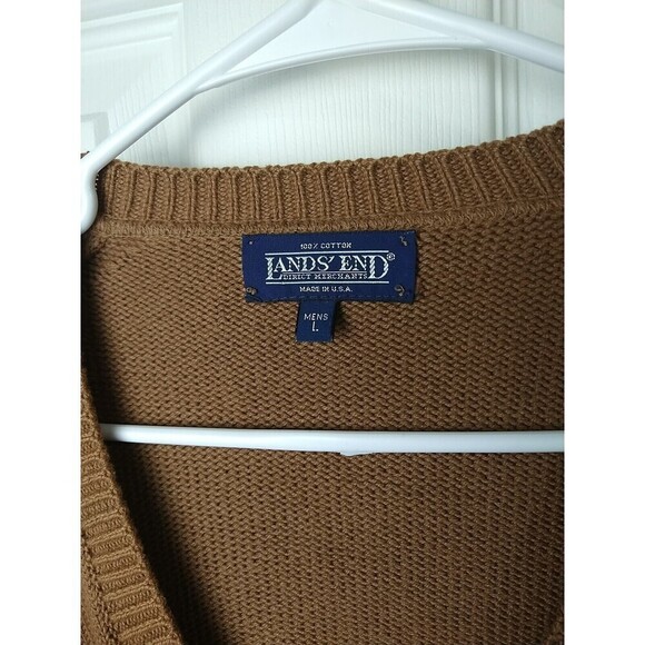 Lands End Men's Brown V Neck Long Sleeve Sweater. Size L - Picture 4 of 12